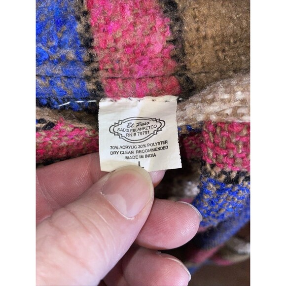 El Paso Saddle Blanket Co. Men’s Comfort Hoodie Size Large Blue Beige Colorblock - Picture 2 of 12